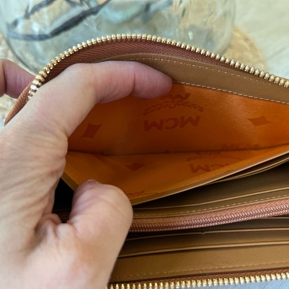 MCM Cognac Visetos Leather Zippy Wallet - Picture 4 of 7